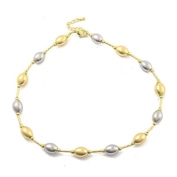 

PandaHall Rack Plating Brass Beaded Necklaces, Cadmium Free & Lead Free, Long-Lasting Plated, Oval, Platinum & Golden, 17.13 inch(435mm)....