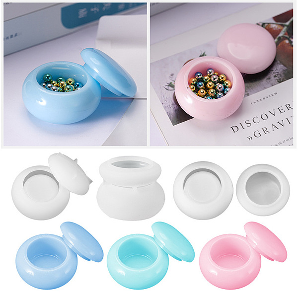 

PandaHall DIY Round Box & Lid Silicone Mold Sets, Storage Molds, for UV Resin, Epoxy Resin Craft Making, White, Box: 67x33mm, Cover...