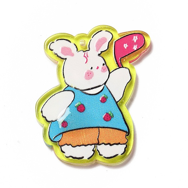 

PandaHall Transparent Printed Acrylic Pendants, Rabbit Charm, Strawberry Pattern, 3.9x3x0.2cm, Hole: 1.5mm Acrylic Strawberry
