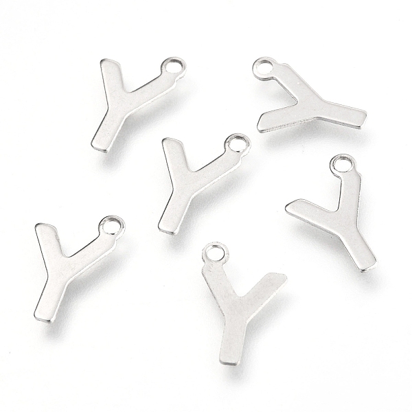 

PandaHall 201 Stainless Steel Charms, Alphabet, Letter.Y, 12.2x8.3x0.6mm, Hole: 1.4mm 201 Stainless Steel Letter Y