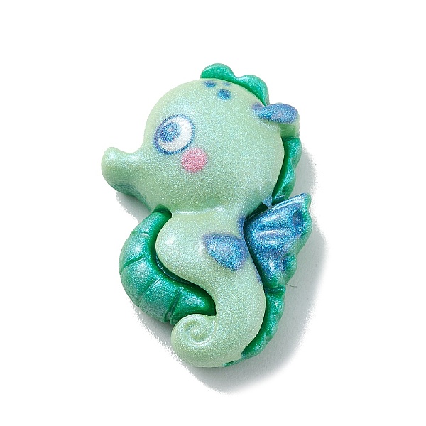 

PandaHall Ocean Theme Opaque Resin Sea Animal Cabochons, Glitter Cabochons, Sea Horse, 25x17x8mm Resin Sea Horse Green