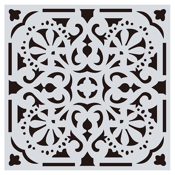 

PandaHall Flower Pattern Eco-Friendly PET Plastic Hollow Painting Silhouette Stencil, DIY Drawing Template Graffiti Stencils, Square, White...