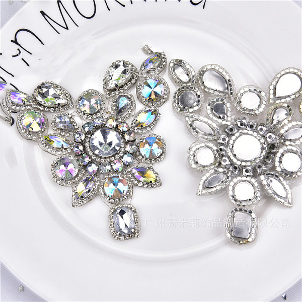 

PandaHall Cloth Patches, Rhinestone Appliques, Stick On Patch, Costume Accessories, Crystal, 105x95mm Rhinestone Wing Clear