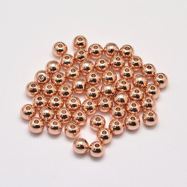 

PandaHall Rack Plating and Vacuum Plating Brass Round Spacer Beads, Rose Gold, 6mm, Hole: 1.5mm Brass Round