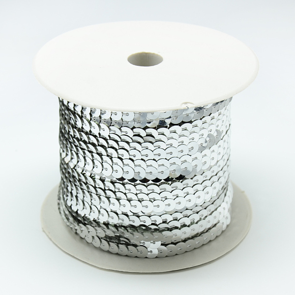 

PandaHall Plastic Paillette Beads, Sequins Beads, Ornament Accessories, Flat Round, Silver, 4mm, about 100yards/roll Plastic Flat Round...