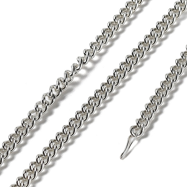 

PandaHall Rhodium Plated 925 Sterling Silver Faceted Curb Chains, Soldered, Platinum, link: 3x2x1mm Sterling Silver