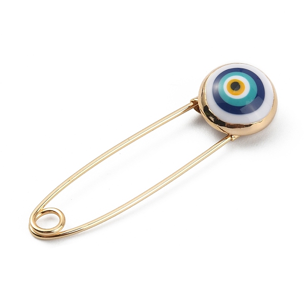 

PandaHall Alloy & Glass Safety Pins, Evil Eye, White, 37.5x10x5.5mm Alloy White