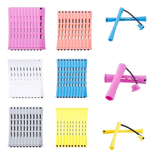 

PandaHall PP Plastic Hair Rollers, Hair Styling Accessories, Mixed Color, 81.5~83.5x11.5~15.5x8.5~15.5mm, 6sets/bag Plastic Multicolor