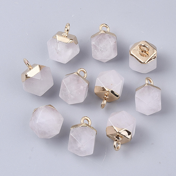 

PandaHall Natural Quartz Crystal Charms, Rock Crystal Charms, with Top Golden Plated Iron Loops, Star Cut Round Beads, 12x10x10mm, Hole...