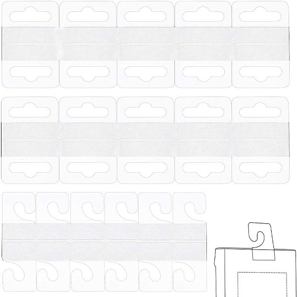 

PandaHall Transparent Self Adhesive Hang Tabs, Euro Slot Hole Foldable Tabs & Foldable J-Hook, Display Tabs for Store Retail Display, Clear...