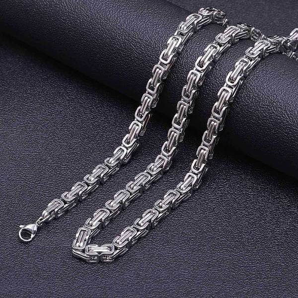

PandaHall Titanium Steel Byzantine Chain Necklaces for Men, Stainless Steel Color, 27.56 inch(70cm) Titanium Steel
