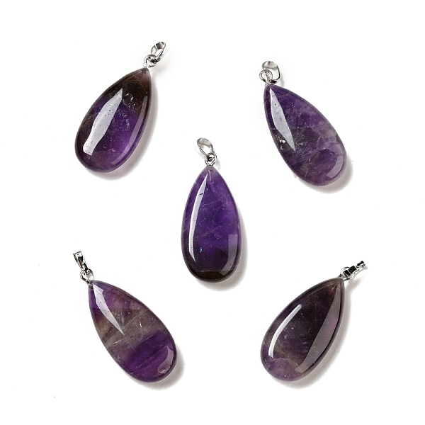 

PandaHall Natural Amethyst Pendants, with Platinum Tone Brass Findings, Teardrop, 33x15x7~7.5mm, Hole: 5x3.5mm Amethyst Teardrop