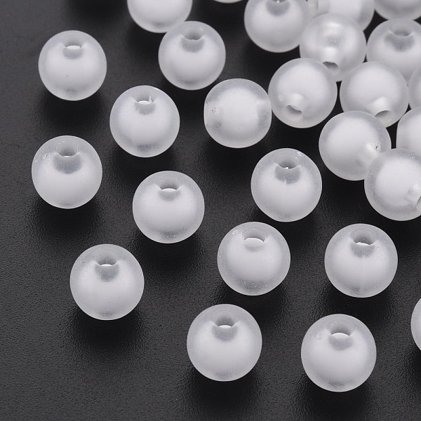 

PandaHall Frosted Acrylic Beads, Bead in Bead, Round, White, 10mm, Hole: 2mm, about 980pcs/500g Acrylic Round White