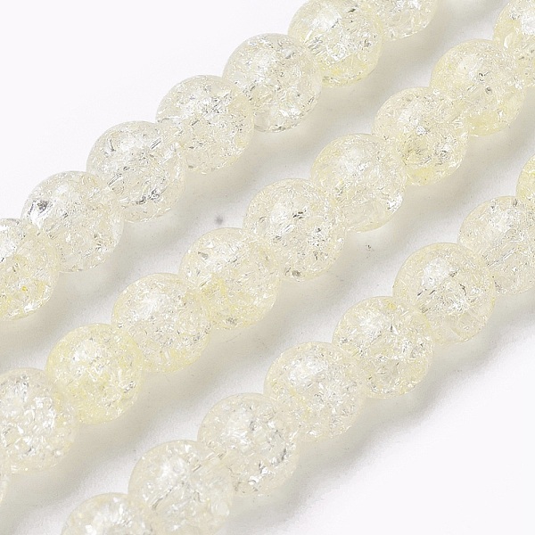 

PandaHall Crackle Glass Beads Strands, Round, Light Goldenrod Yellow, 6~7mm, Hole: 1mm, about 66pcs/strand, 15.3 inch(39cm) Glass Round...