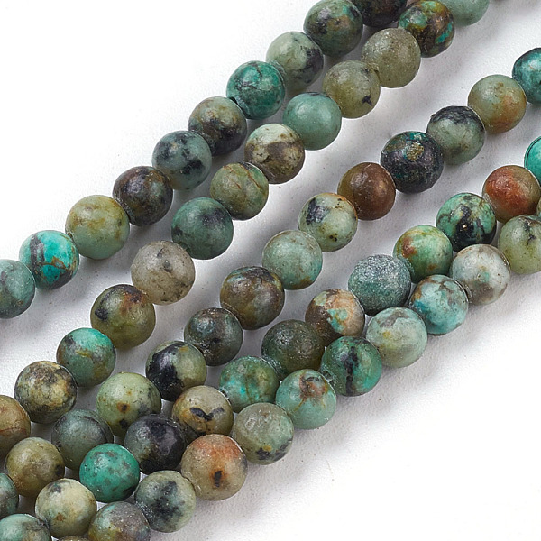 

PandaHall Natural African Turquoise(Jasper) Beads Strands, Round, 4mm, Hole: 1mm, about 86pcs/strand, 15 inch African Turquoise(Jasper)..., Green