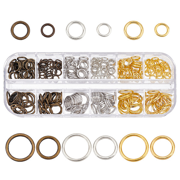 

PandaHall 285Pcs 12 Styles Brass Jump Rings, Round Ring, Mixed Color, 6~12x1~1.2mm, 16 Gauge~18 Gauge, Inner Diameter: 3.8~9.3mm...