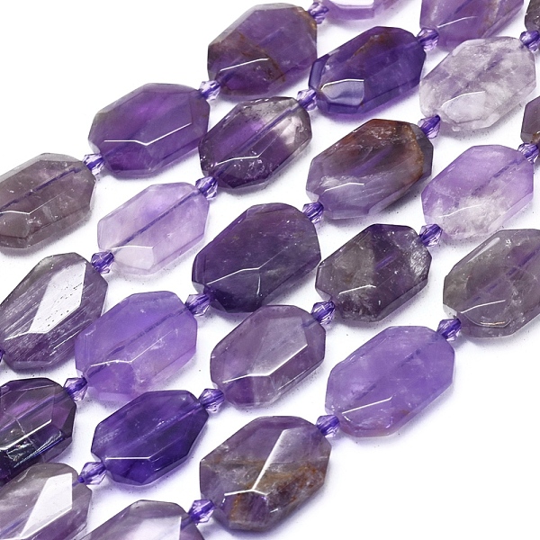 

PandaHall Natural Amethyst Beads Strands, Faceted, Nuggets, 19.5~21.5x14~14.5x5.5~6.5mm, Hole: 2mm, about 17pcs/strand, 15.55 inch(39.5cm)...