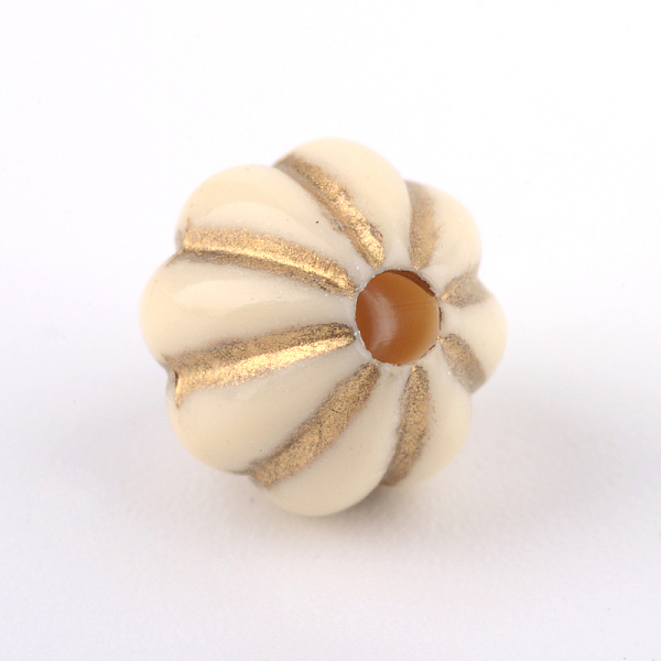 

PandaHall Pumpkin Plating Acrylic Beads, Golden Metal Enlaced, Beige, 7.5x8mm, Hole: 1.5mm, about 1950pcs/500g Acrylic Pumpkin Yellow