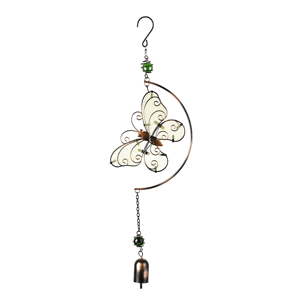 

PandaHall Luminous Iron Wind Chimes, Small Wind Bells Handmade Glass Pendants, Butterfly, Colorful, 550mm Iron Butterfly