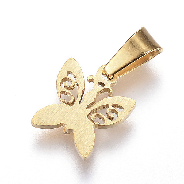 

PandaHall 304 Stainless Steel Charms, Butterfly, Golden, 12x10x2.5mm, Hole: 4x6mm 304 Stainless Steel Butterfly