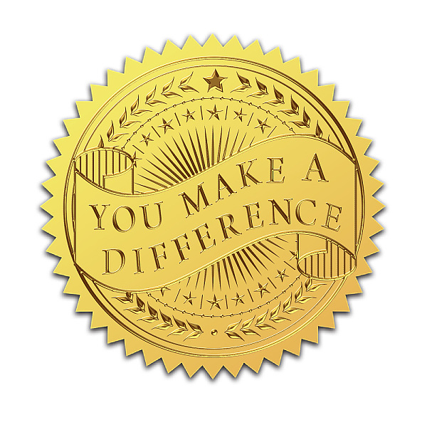 

PandaHall Self Adhesive Gold Foil Embossed Stickers, Medal Decoration Sticker, Word, 5x5cm Metal Word Gold