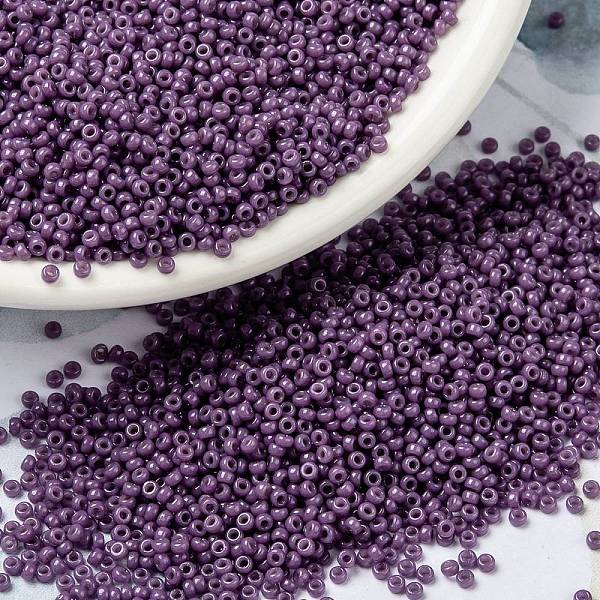 

PandaHall MIYUKI Round Rocailles Beads, Japanese Seed Beads, 15/0, (RR4490) Duracoat Dyed Opaque Anemone, 1.5mm, Hole: 0.7mm, about..., Purple