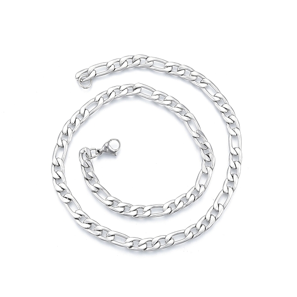 

PandaHall Men's 201 Stainless Steel Figaro Chains Necklace, Stainless Steel Color, 17.72 inch(45cm), Wide: 7mm 201 Stainless Steel