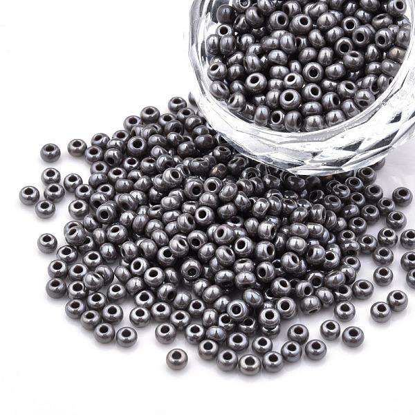 

PandaHall 8/0 Czech Opaque Glass Seed Beads, Lustered, Round, Gray, 3x2mm, Hole: 1mm, about 500g/bag Czech Glass Gray