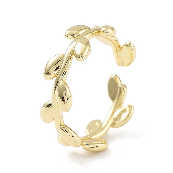 

PandaHall Brass Open Cuff Rings for Women, Leaf, Golden, Inner Diameter: 19mm Brass Leaf