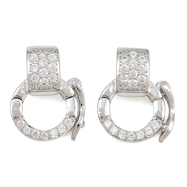 Brass Micro Pave Clear Cubic Zirconia Twister Clasp