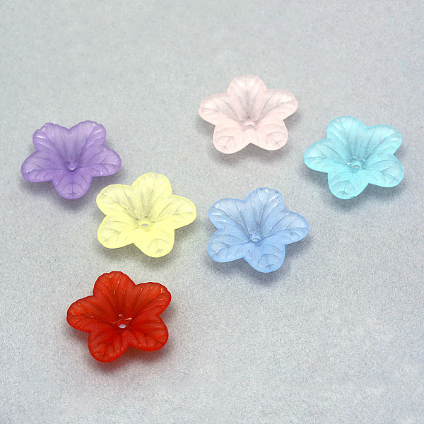 

PandaHall Transparent Acrylic Beads, Frosted, Flower, Mixed Color, 18x17.5x4.5mm, Hole: 1.5mm, 1388pcs/500g Acrylic Flower Multicolor