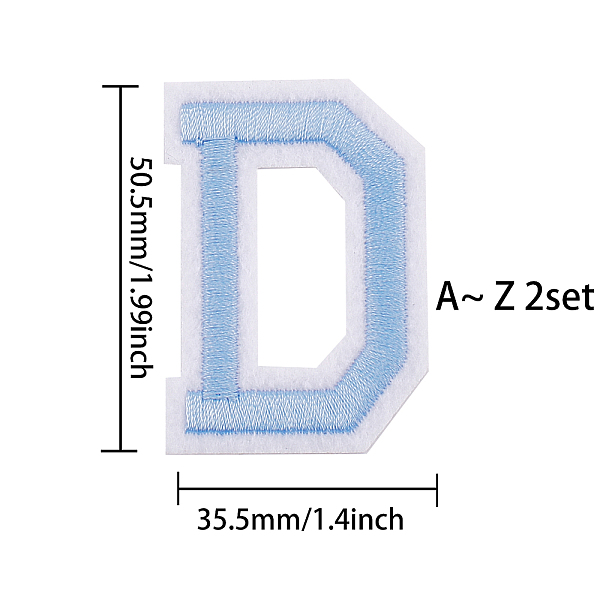 

PandaHall GORGECRAFT 52Pcs Iron on Letter Patches, A-Z Alphabet Applique Patches with Ironed Adhesive Decorative Patches for Clothing Hats..., Blue