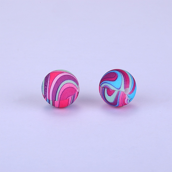 

PandaHall Printed Round Silicone Focal Beads, Deep Pink, 15x15mm, Hole: 2mm Silicone Round