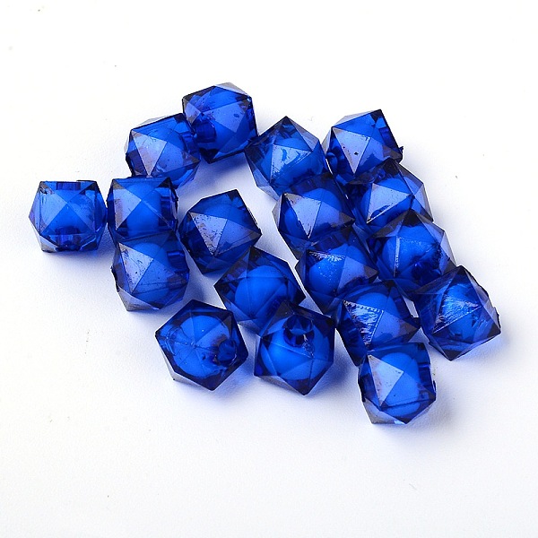 

PandaHall Transparent Acrylic Beads, Bead in Bead, Cube, Blue, 10x9x10mm, Hole: 2mm, about 930pcs/500g Acrylic Cube Blue