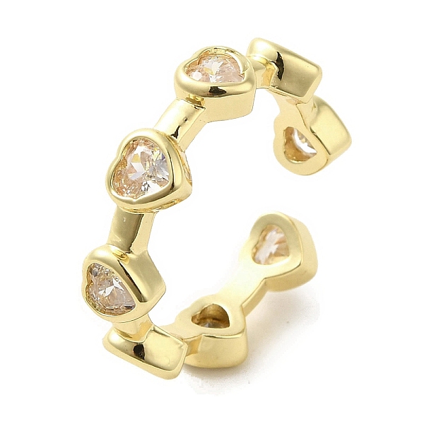 

PandaHall Brass Micro Pave Cubic Zirconia Rings for Women, Long-Lasting Plated, Heart, Clear, Adjustable Brass+Cubic Zirconia Heart Clear