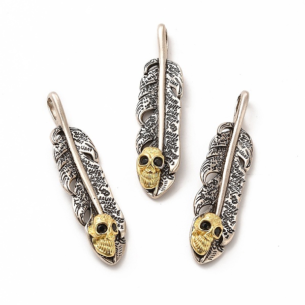 

PandaHall Rack Plating Brass Micro Pave Cubic Zirconia Pendants, Long-Lasting Plated, Lead Free & Cadmium Free, Feather Charm, Antique..., Black