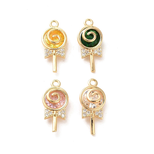 

PandaHall Glass Pendants, with Brass Findings, Lollipop, Real 18K Gold Plated, 18x8x4.5mm, Hole: 1.4mm Brass+Glass Lollipop Multicolor