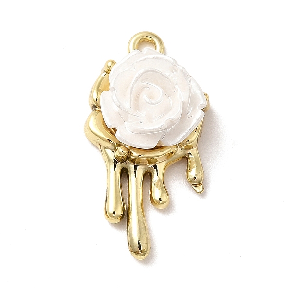 

PandaHall Opaque Resin Pendants, White Rose Charms, with Alloy Findings, Golden, 24.5x13x8.5mm, Hole: 1.6mm Alloy+Resin Flower White