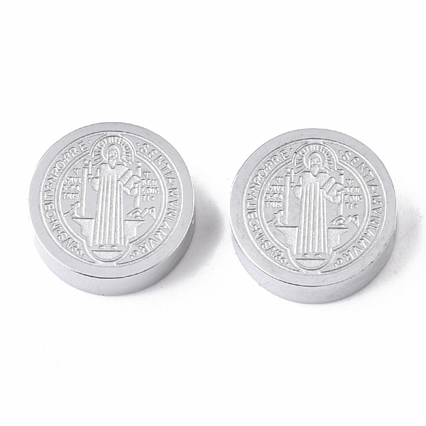 

PandaHall 304 Stainless Steel Beads, Flat Round with Saint Benedict Medal, Stainless Steel Color, 7.5x3mm, Hole: 2mm 304 Stainless Steel...