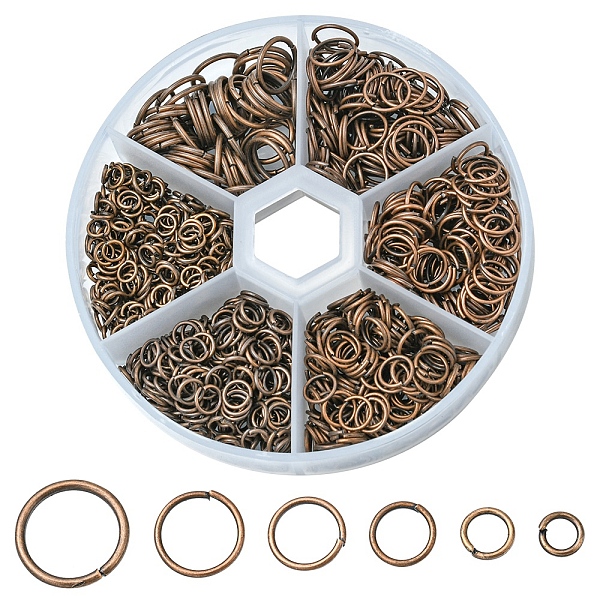 

PandaHall 1 Box Iron Jump Rings Set, Mixed Sizes, Open Jump Rings, Round Ring, Red Copper, 18~21 Gauge, 4~10x0.7~1mm, Inner Diameter...