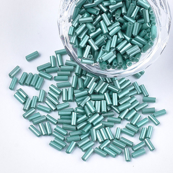 

PandaHall Glass Bugle Beads, Round Hole, Opaque Colours, Dark Cyan, 3~5x1.5~2mm, Hole: 0.8mm, about 15000pcs/bag Glass Cyan