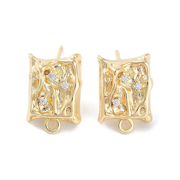

PandaHall Brass Micro Pave Cubic Zirconia Stud Earring Findings, Rectangle, Real 18K Gold Plated, 17.5x12.5mm, Hole: 1.8mm, Pin: 0.8mm...