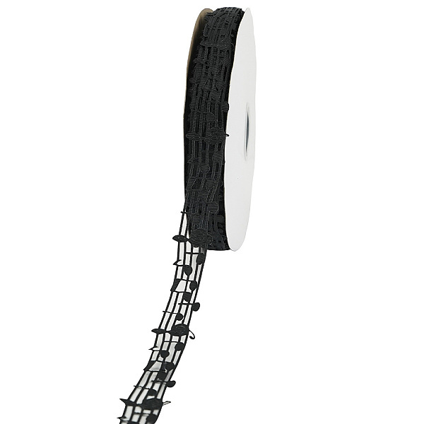 

PandaHall Polyester Grosgrain Ribbons, Hollow, Musical Note Pattern, Black, 1-1/8"(28mm), about 100yards/roll(91.4m/roll) Polyester Black
