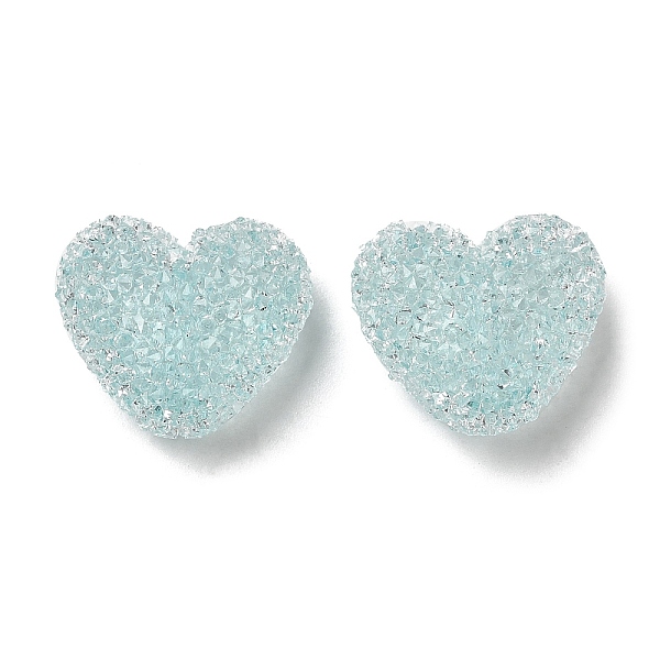 

PandaHall Resin Beads, with Rhinestone, Drusy Heart, Pale Turquoise, 17x19x10.5mm, Hole: 1.6mm Resin+Rhinestone Heart