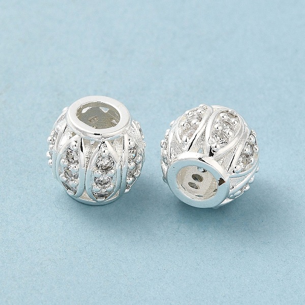 

PandaHall Rack Plating Brass Micro Pave Cubic Zirconia European Beads, Long-Lasting Plated, Lead Free & Cadmium Free, Rondelle, Silver..., Clear