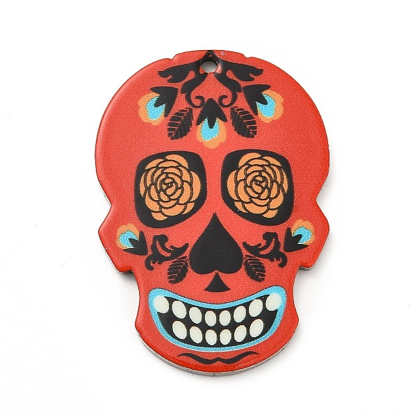 

PandaHall Printed 201 Stainless Steel Sugar Skull Pendants, Cinco de Mayo Charm, Orange Red, 40.5x28x2mm, Hole: 2mm 201 Stainless Steel...