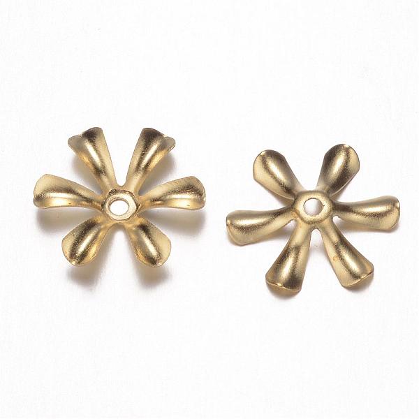 

PandaHall Brass Bead Caps, Lead Free & Nickel Free, Flower, 6-Petal, Raw(Unplated), 14x2.5mm, Hole: 1mm Brass