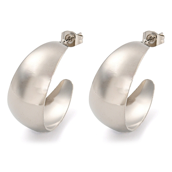 

PandaHall 202 Stainless Steel Studs Earring, with 304 Stainless Steel Pins, C-shape, Stainless Steel Color, 24x11mm 202 Stainless Steel