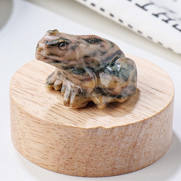 

PandaHall Natural Leopard Skin Jasper Carved Healing Frog Figurines, Reiki Energy Stone Display Decorations, 37x32x25mm Leopard Skin Jasper...