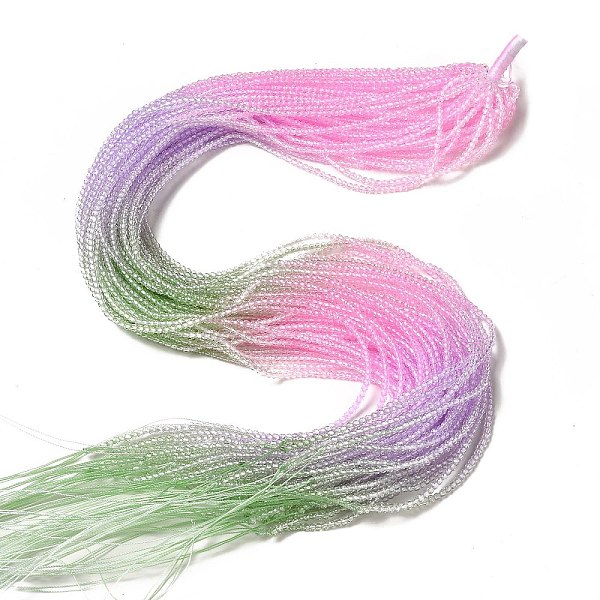 

PandaHall Transparent Gradient Color Glass Beads Strands, Faceted Round, Pearl Pink & Lilac & Pale Green, 2mm, Hole: 0.8mm, about...